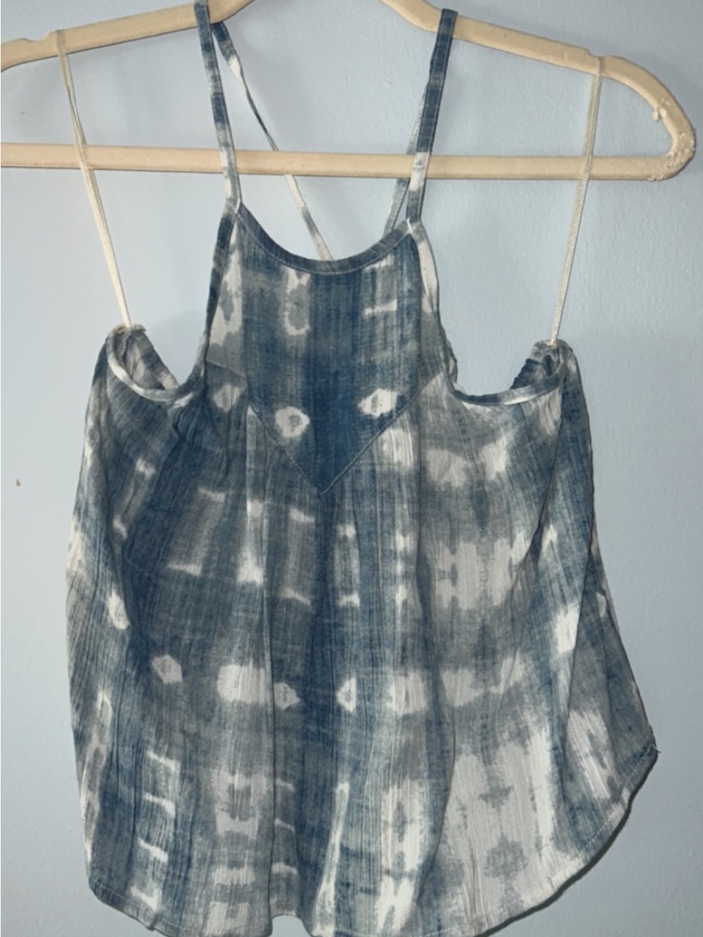 Billabong Blue Tie-Dye Cold-Shoulder Spaghetti Strap Tank